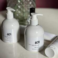 Load image into Gallery viewer, A PET pump bottle of 601 Baccarat Rouge inspired body moisturiser, featuring a luxurious blend of ingredients, free from PEGs, sulfates, parabens, phthalates, gluten, and suitable for vegans.