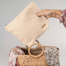 Load image into Gallery viewer, Wet bag with Waterproof Lining, Wet bikini Bag, Make-Up / Toiletry Bag - Beige - mika creations