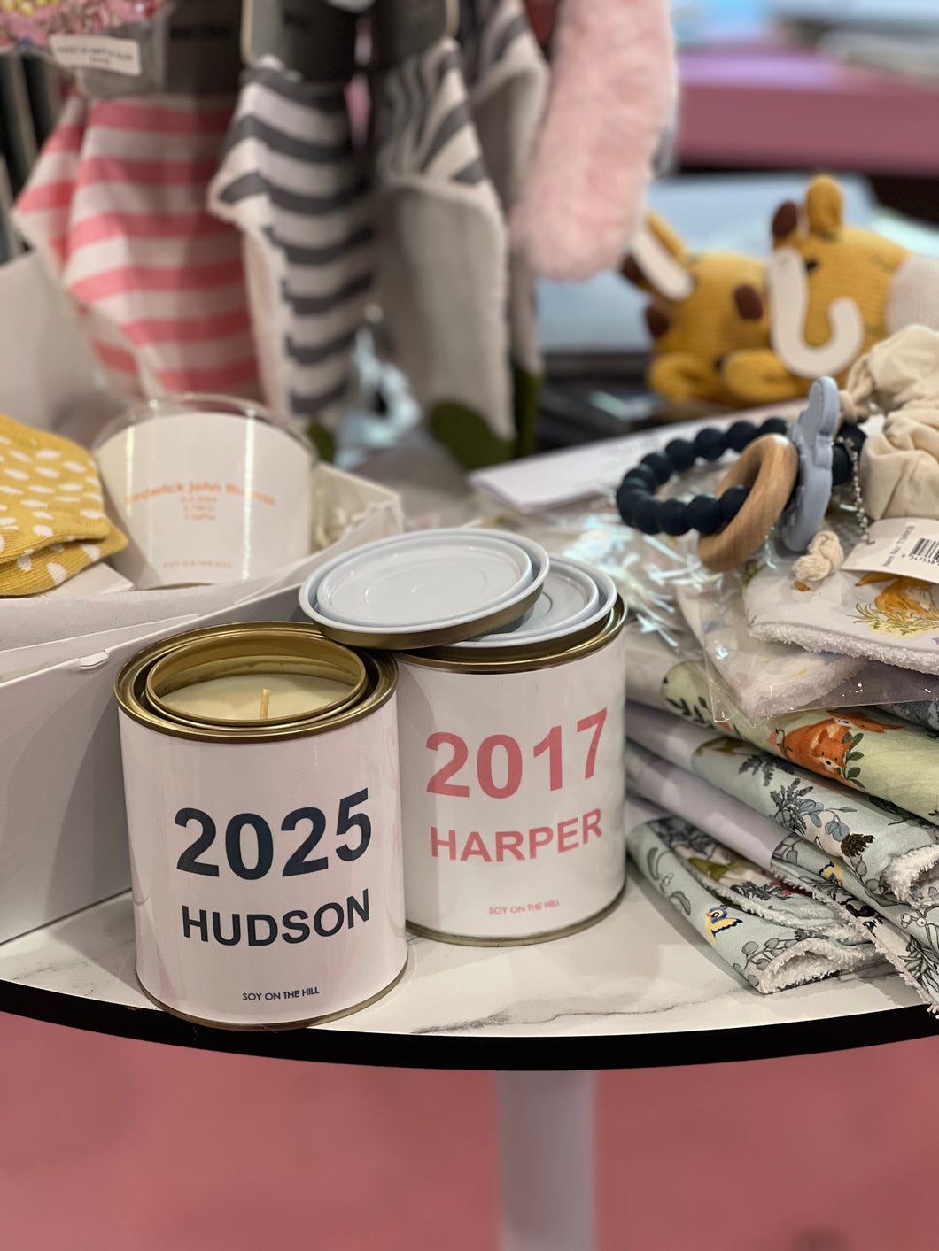 NAME + BIRTH YEAR PAINT TIN CANDLE