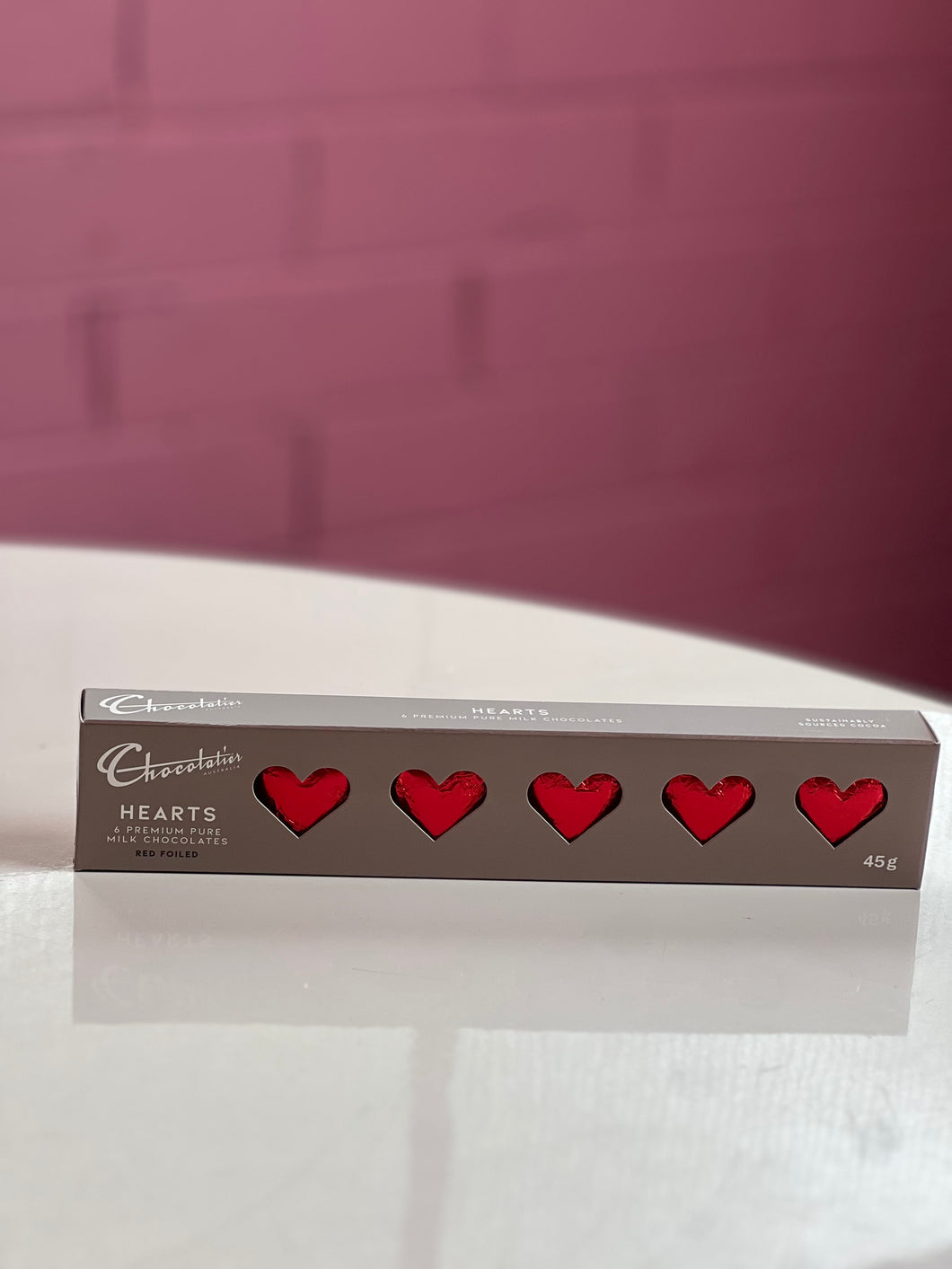 HEARTS  6 premium pure milk chocolate hearts