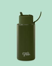 Load image into Gallery viewer, FRANK GREEN Stainless Steel Ceramic Reusable Bottle KHAKI with Flip Straw
