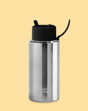 Load image into Gallery viewer, FRANK GREEN Stainless Steel Ceramic Reusable Bottle SILVER with Flip Straw
