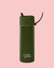 Load image into Gallery viewer, FRANK GREEN Stainless Steel Ceramic Reusable Bottle KHAKI with Flip Straw
