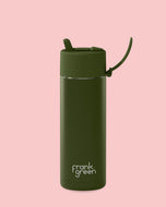 FRANK GREEN Stainless Steel Ceramic Reusable Bottle KHAKI with Flip Straw