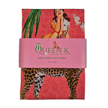 Load image into Gallery viewer, Alice Retro Glamour 100% Linen Tea Towel
