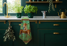 Load image into Gallery viewer, Jungle Walk Green Wild Retro Glamour 100% Linen Tea Towel
