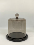 Glass Smokey Cloche with timber base - Discontinued